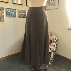 Vintage 1980’s DANNY NOBLE Olive-green Calvary-Twill Gored Skirt!